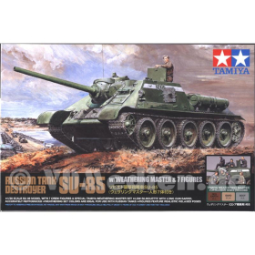 SU-85 Russischer Panzerjäger mit 7 Figuren und Farbset, Tamiya 25110, M 1:35