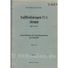 Lastkraftwagen 1 1/2t Krupp, Typ L2 H 143 - Gerätbeschreibung und Bedienungsanweisung zum Fahrgestell