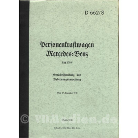 Personenkraftwagen Mercedes-Benz Typ 170 V - Gerätbeschreibung und Bedienungsanweisung