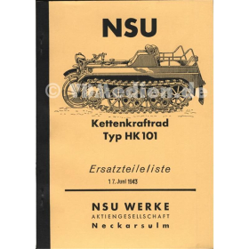 NSU Kettenkraftrad Typ HK 101 - Ersatzteileliste