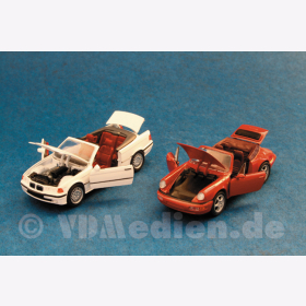 3er BMW weiß + Porsche 011, rot (Dream Car Collection), M 1:43 Schabak SR 140