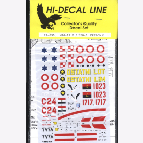 Hi-Decal Line 72-035, MIG-17 F / LIM-5 Fresco C 1:72 Modellbau Abziehbilder