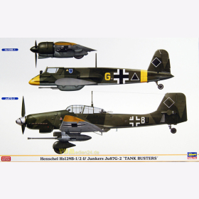 Henschel Hs129B-1/2 & Junkers Ju87G-2 "Tank Busters" Hasegawa 07409 1:48 2 Kits!