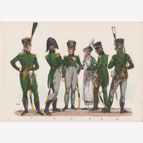 Uniformtafel Gr.1/Nr.24: SACHSEN 1809 - 1815, leichte Infanterie und Jäger-Corps