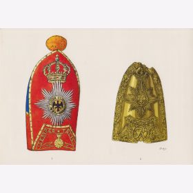 Uniformtafel Gr.1/Nr.52: ALT-PREUSSEN, 1714 - 1806 , Grenadiermützen der Riesengarde I