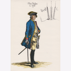 Uniformtafel Gr.1/Nr.107: PREUSSEN, 1736 - 1776, Armee Friedrichs des Großen - Infanterie-Regiment No.4, Offizier