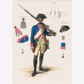 Uniformtafel Gr.1/Nr.113: PREUSSEN, 1753 - 1786, Armee Friedrichs des Großen - Infanterie-Regiment No.7, Musketier