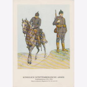 Uniformtafel Gr.1/Nr.376: WÜRTTEMBERG. 1914-1918 Neuformationen Reserve-Infanterie-Regimenter Nr.122 und 246