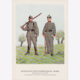 Uniformtafel Gr.1/Nr.381: WÜRTTEMBERG. 1914-1918 Neuformationen Württembergische Unteroffizier-Vorbildungsanstalt Ellwangen