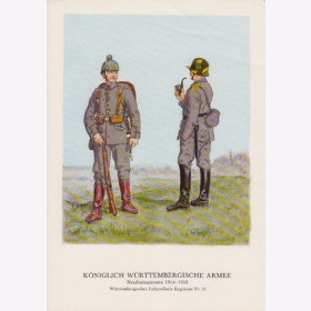 Uniformtafel Gr.1/Nr.387: WÜRTTEMBERG. 1914-1918 Neuformationen Württembergische Fußartillerie-Regiment Nr.13