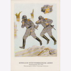 Uniformtafel Gr.1/Nr.388: WÜRTTEMBERG. 1914-1918 Neuformationen Württembergische Artillerie-Vermessungs-Formationen