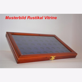 Echtholz Vitrine Rustikal Münzen Samteinlage Echtglas für 40 2 Euro Münzen