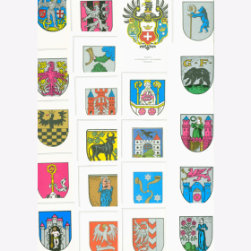 Postkarten farbig Wappen mittel- & ostdeutscher Städte Set 5/IV/91-111