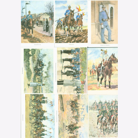 Postkarten farbige Reproduktionen Militär Set 7/III/64-72