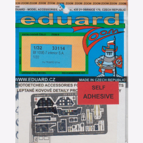 1:32 Eduard Ätzteile Detail Set Color Modellbau - 33114 Bf 109E-7