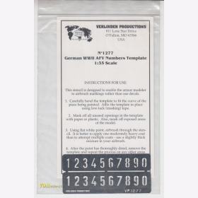 1:35 German WWII AFV Numbers Template Fotoätz-Maskenset Airbrush Wehrmacht Panzermarkierung Modellbau Verlinden 1277