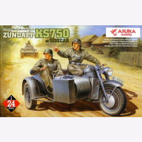 Zündapp KS750 w/Sidecar Asuka Model 24-004 1:24 Wehrmacht Motorrad Beiwagen WW2