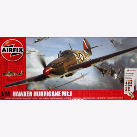 Hawker Hurricane Mk.I Airfix A14002A 1:24 WW2 Royal Air Force inklusive Farben, Klebstoff und Pinsel