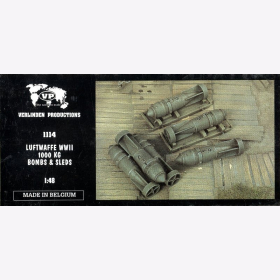 Luftwaffe WWII 1000kg Bombs & Sleds Verlinden 1114 1:48 Flugzeug