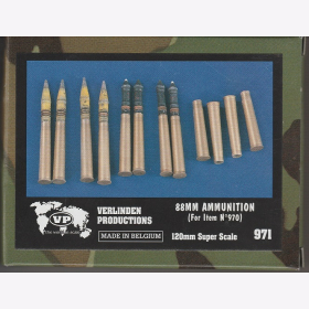 88mm Ammunition (For Item N°970) Verlinden 971 Super Scale 120mm 1:16